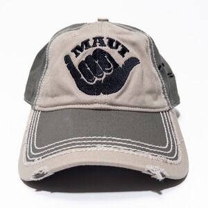 808 Clothing Co Maui Hawaii Baseball Cap Distressed Olive Khaki